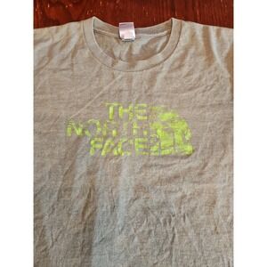 North Face Mens XL Green Spellout Logo Short Sleeve Outdoor Casual Hiking (A364)